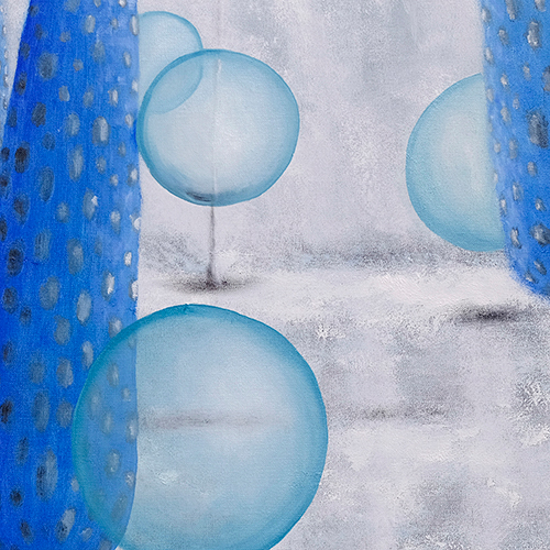 oil on canvas original oil painting blue square landscape Marta Konieczny for present delicate gorgeous on wall to modern interior